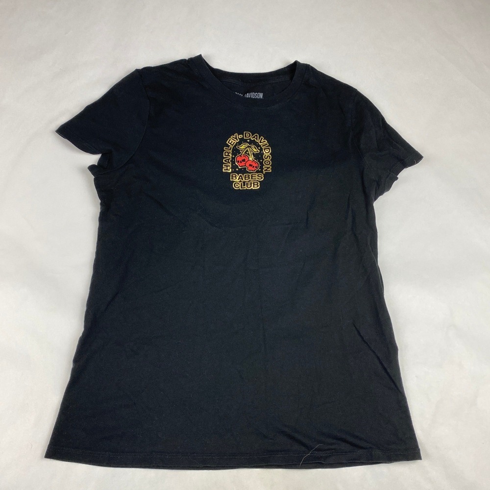 Harley Davidson T Shirt Women's Size M - "Babes Club" Skull Cherry
